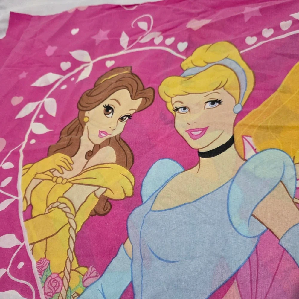 Vintage Disney Girls Pillowcase Kids Standard Pink Belle Cinderella Aurora